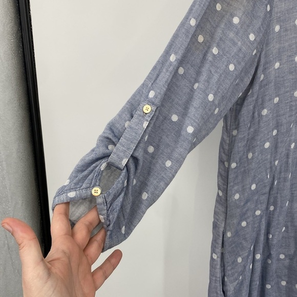 Isabella Sinclair Shirt Dress Womens Size Medium Polka Dot 100%‎ Cotton Chambray - Picture 3 of 12